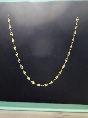 10k Solid Gold Mirror Link Chain Necklace • 20 inch